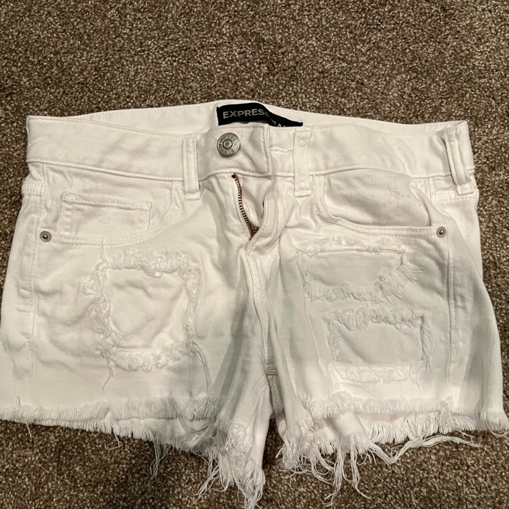 White Denim Shorts - Express